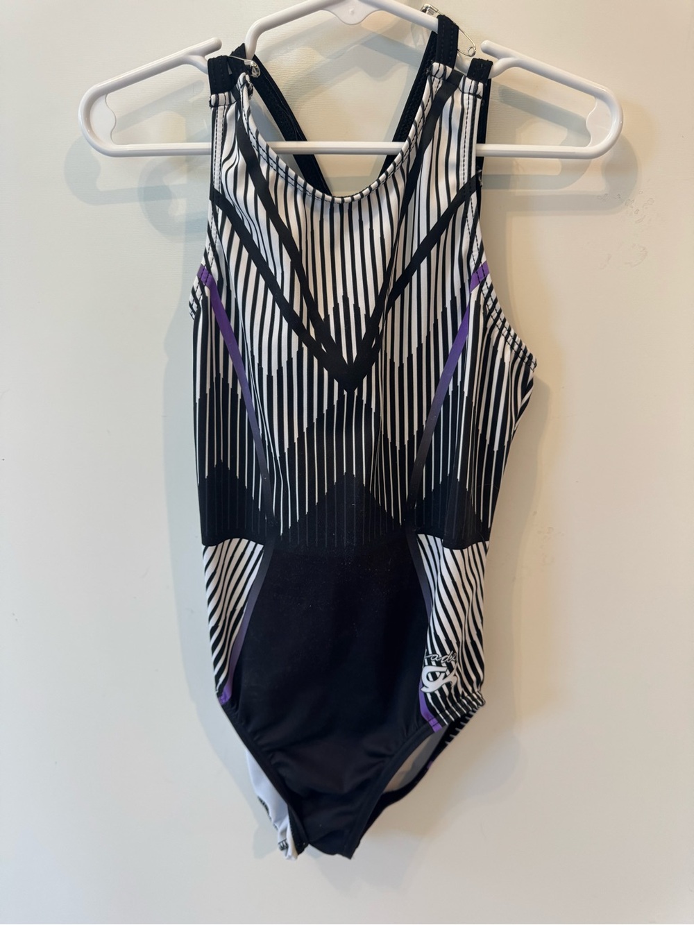 GK Elite Jade Carey Gymnastics Leotard Youth XL Purple BLACK cross cross‎ Dance